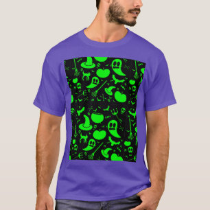 Halloween Pattern Black Light Reactive Graphic T-Shirt