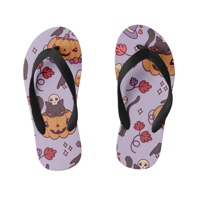 Halloween pattern decoration coffee mug kid's flip jandals (Footbed)