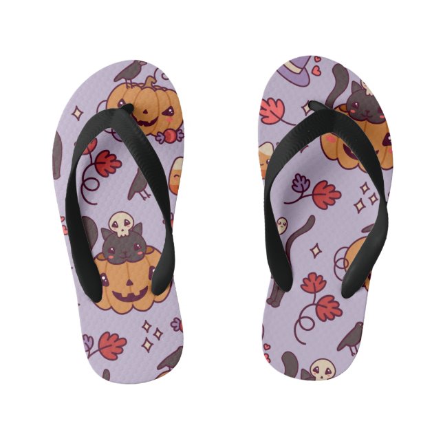 Halloween pattern decoration coffee mug kid's jandals (Footbed)