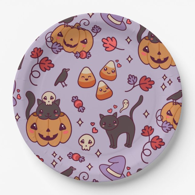 Halloween pattern decoration coffee mug paper plat plate (Front)