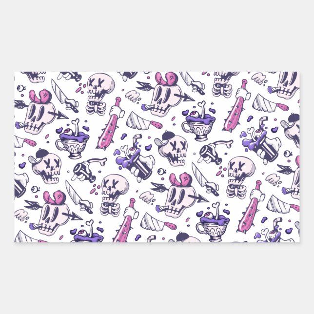 Halloween pattern decoration rectangular sticker (Front)