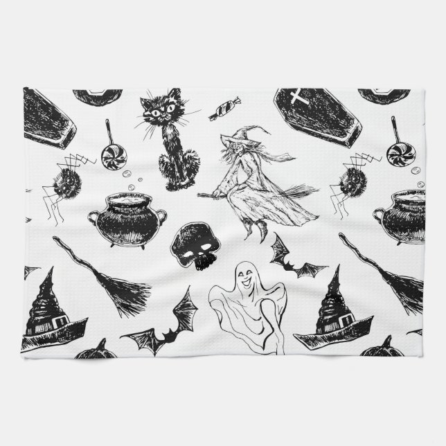 Halloween pattern design tea towel (Horizontal)
