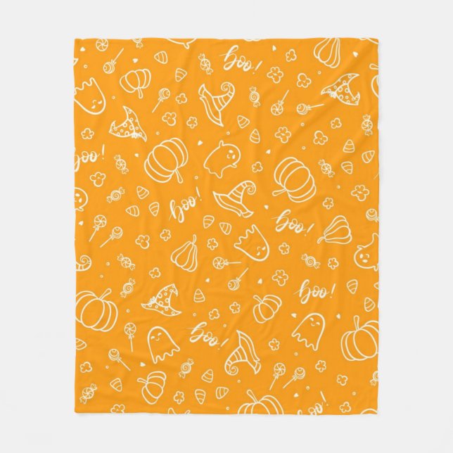 Halloween pattern fleece blanket (Front)