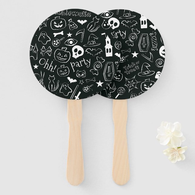 Halloween Pattern Hand Fan (Front and Back)