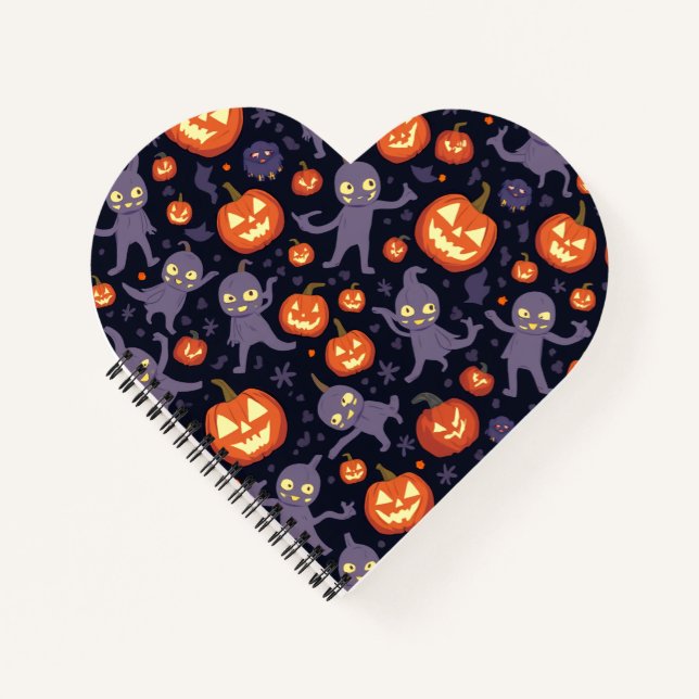 Halloween Pattern Heart Note Notebook (Front)