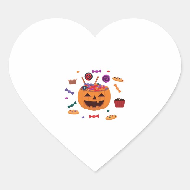 Halloween pattern heart sticker (Front)