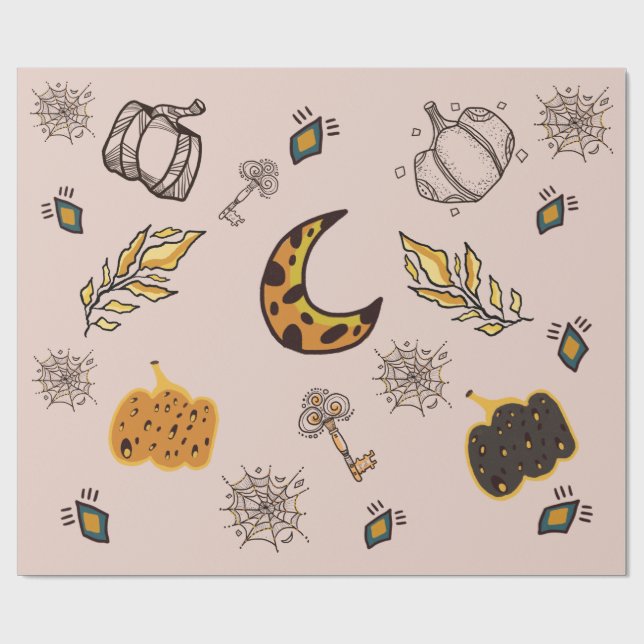 Halloween pattern line art   wrapping paper (Flat)