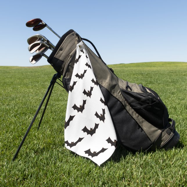 Halloween, Pattern Of Bats, Trick Or Treat, Boo Golf Towel (Green)