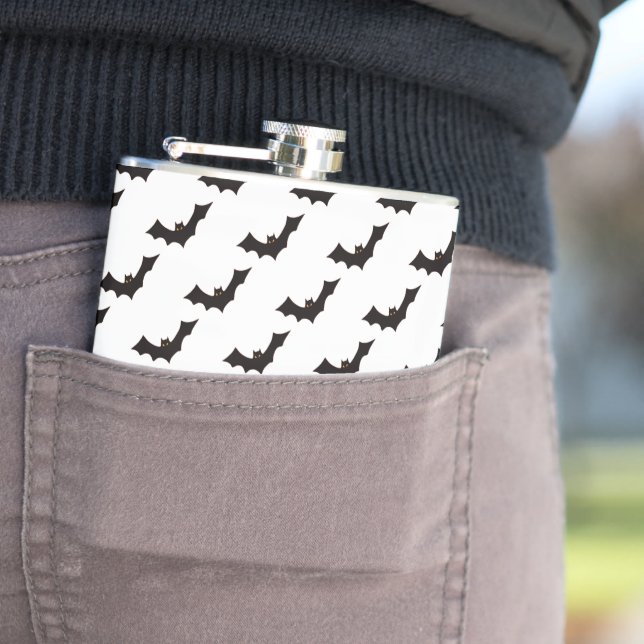 Halloween, Pattern Of Bats, Trick Or Treat, Boo Hip Flask (In Situ)