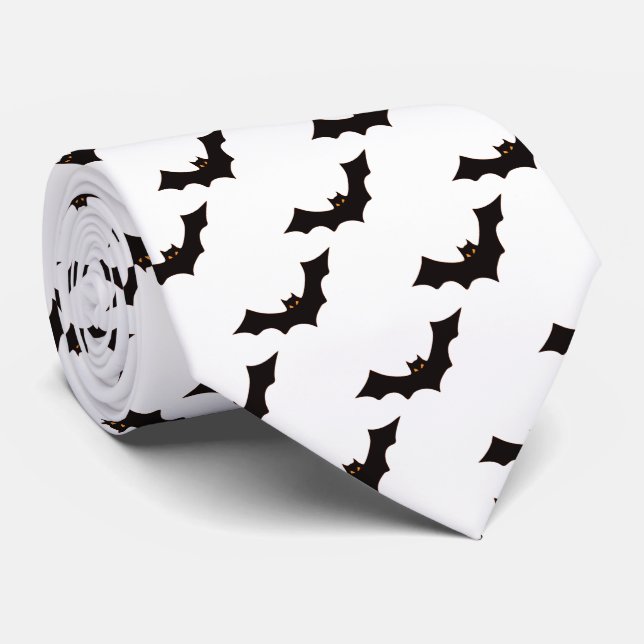Halloween, Pattern Of Bats, Trick Or Treat, Boo Tie (Rolled)