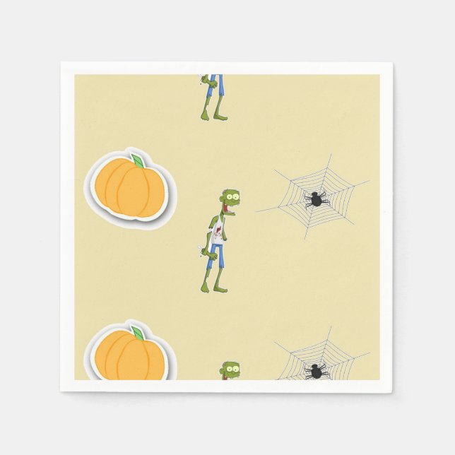 Halloween pattern on cream napkin (Front)