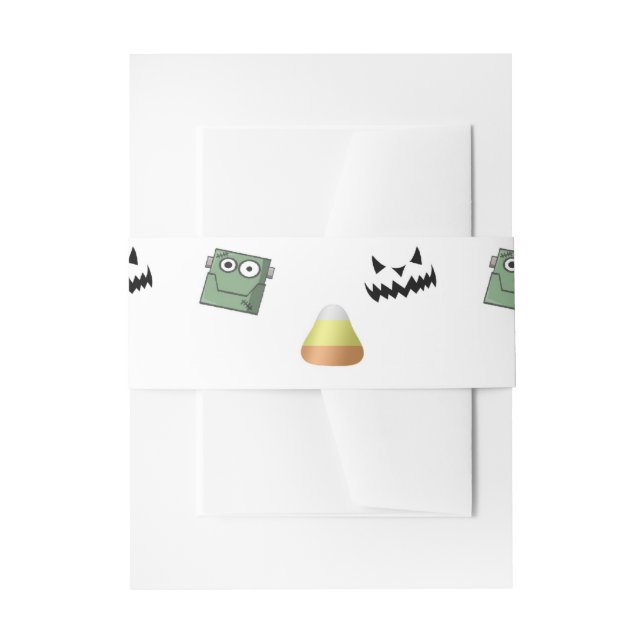 Halloween pattern on white invitation belly band (Front Example)