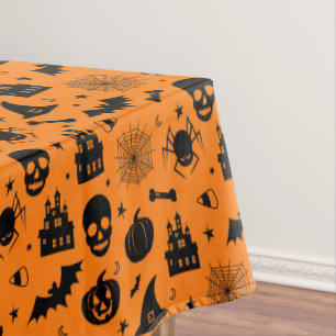 Halloween Pattern Orange and Black Tablecloth