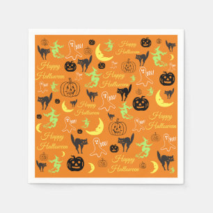 Halloween Pattern Orange Napkin