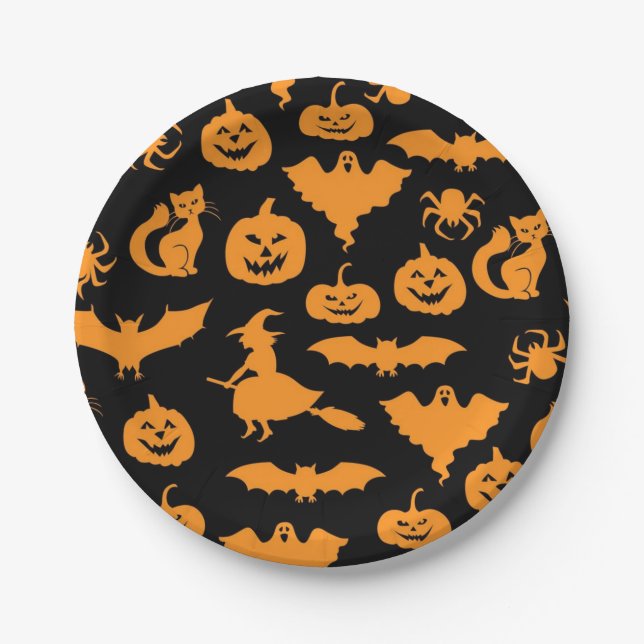 Halloween pattern paper plate (Front)
