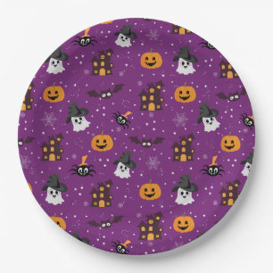Halloween pattern purple  paper plate