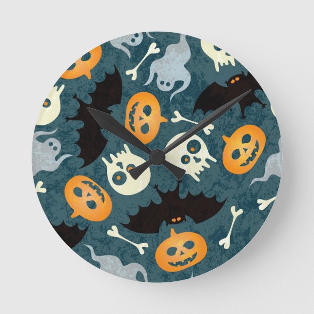 Halloween pattern round clock (Front)