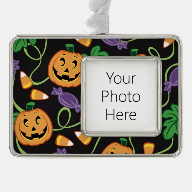HALLOWEEN PATTERN SILVER PLATED FRAMED ORNAMENT (Front)