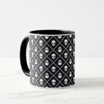 HALLOWEEN - Pattern - Skull & Bones - black white