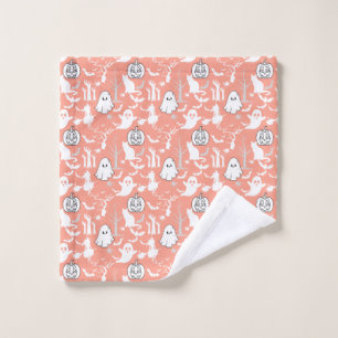Halloween pattern. Spooky and cute.b L Orange BG Bath Towel Set