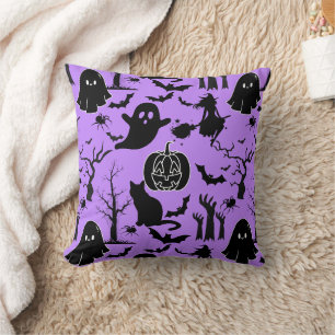 Halloween pattern. Spooky and cute.b L Purple BG Cushion