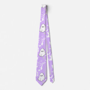 Halloween pattern. Spooky and cute.b L Purple BG Tie