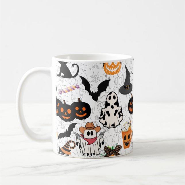 Halloween pattern. Spooky and cute Coffee Mug (Left)