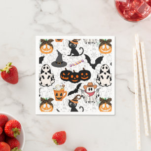 Halloween pattern. Spooky and cute Napkin