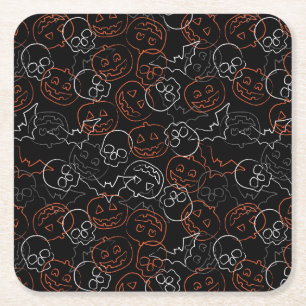 Halloween Pattern Square Paper Coaster