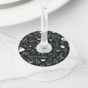 Halloween Pattern Wine Glass Tag