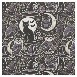 Halloween Pattern-Witchcraft and Spooky Night Fabric