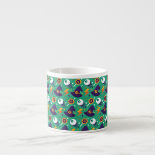 Halloween Pattern With Eyes and Green Pattern Espresso Cup