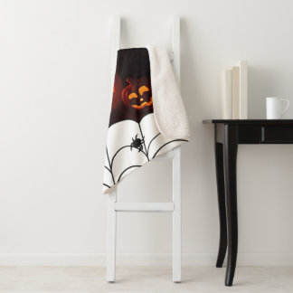 Halloween Pattern with Pumpkins and Spiders Sherpa Blanket