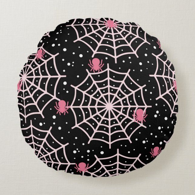 Halloween Pattern with Spider Round Cushion (Front)