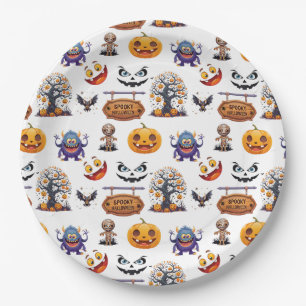Halloween Patttern On  Paper Plate