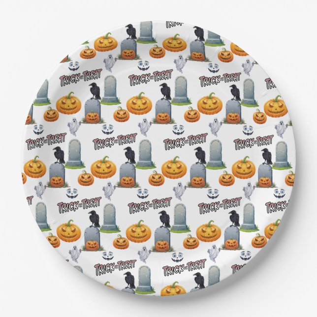 Halloween Patttern On  Paper Plates (Front)