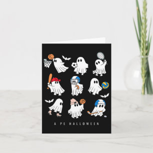Halloween Pe Teacher Ghost Playing Soccer Footll S Card