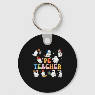 Halloween Pe Teacher Ghost Playing Sports Physical Key Ring