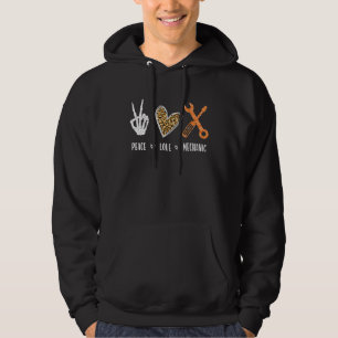 Halloween Peace Love Mechanic Apparel For Engineer Hoodie