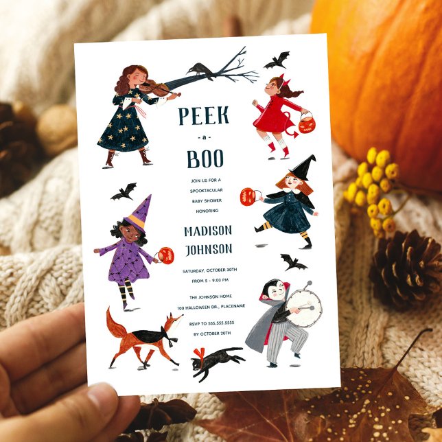 Halloween Peek a Boo Cute Baby Shower Invitation (Creator Uploaded)
