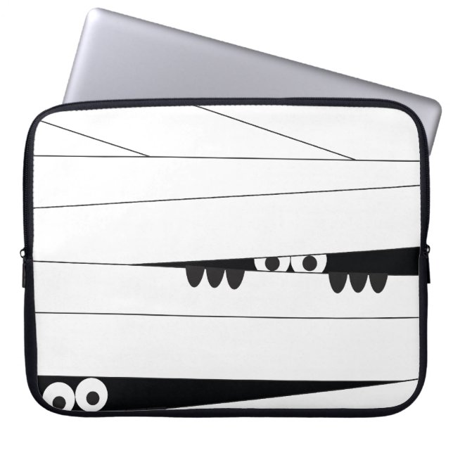 Halloween Peeking Mummy Laptop Sleeve (Front)