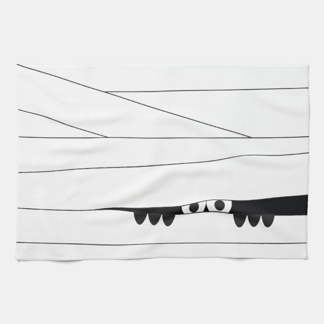 Halloween Peeking Mummy Tea Towel (Horizontal)