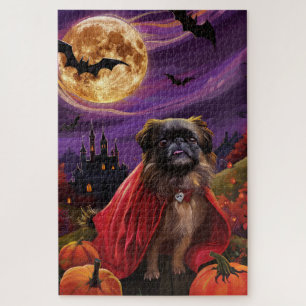 Halloween Pekingese Vampire Pumpkins Scary Jigsaw Puzzle