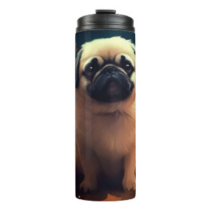 Halloween Pekingese With Pumpkins Scary Thermal Tumbler
