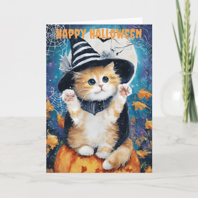 Halloween Persian Cat Holiday Card (Front)