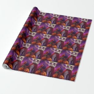 Halloween Persian Cat Vampire Pumpkins Scary  Wrapping Paper