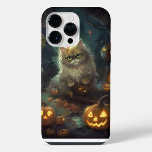 Halloween Persian Cat With Pumpkins Scary iPhone 14 Pro Max Case
