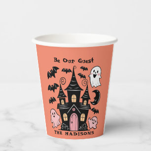 Halloween Personalised Be Our Guest Haunted House Paper Cups