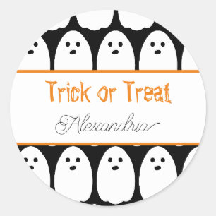 Halloween Personalised Cute Ghosts Trick or Treat Classic Round Sticker