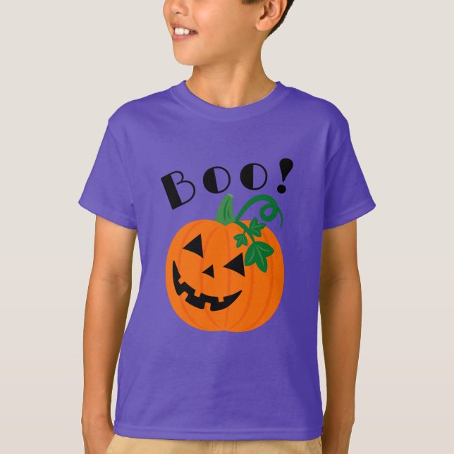  Halloween Personalised Jack O Lantern Boo  T-Shirt (Front)